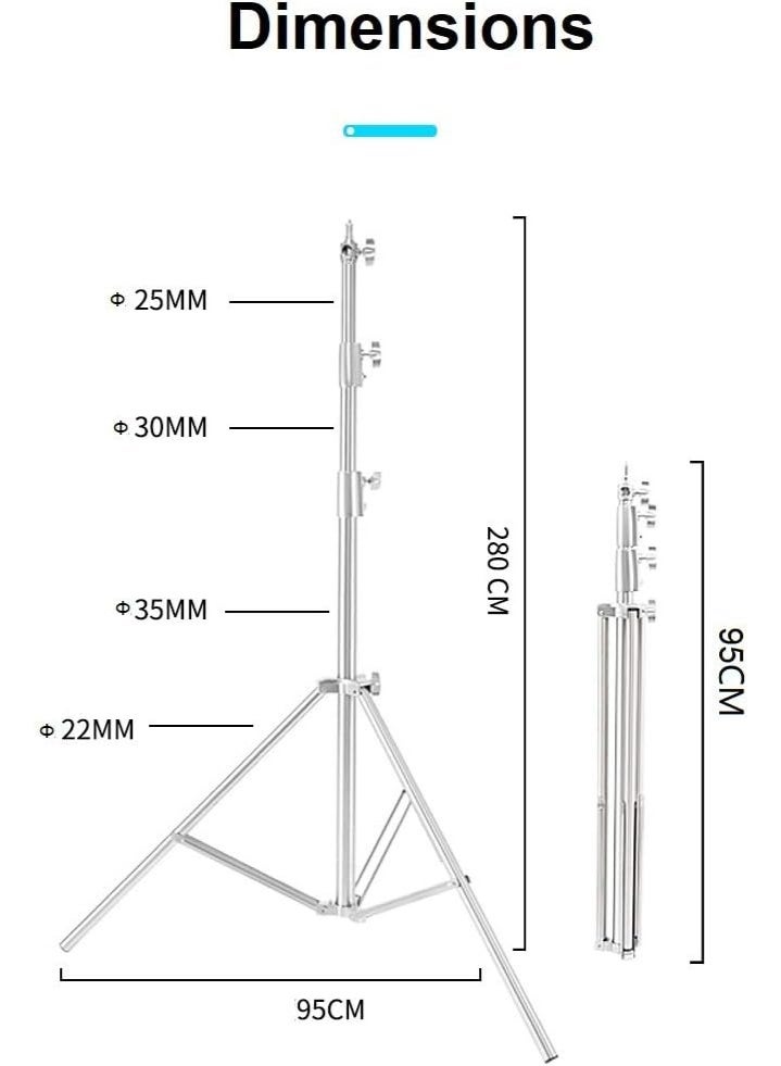 eWINNER Stainless Steel Light Stand 110inches/280cm Heavy Duty w/ 1/4inch to 3/8inch Universal Adapter for Studio Softbox Flash Monolight and Other Photography Equipment - Image 4